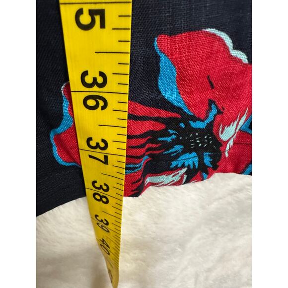 NWT Talbots Navy Floral Longline Top 3X Beaded 100% Linen - Picture 8 of 9